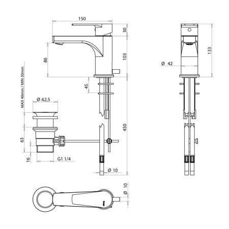 Bongio Pi7 Смеситель для раковины, хром, артикул 07521CRPR