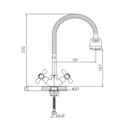 Смеситель для кухни Cron CN4319-3, хром