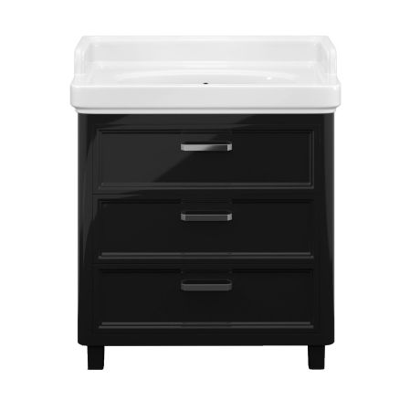 Тумба POMPEI напольная с ящиками 80, черная глянцевая