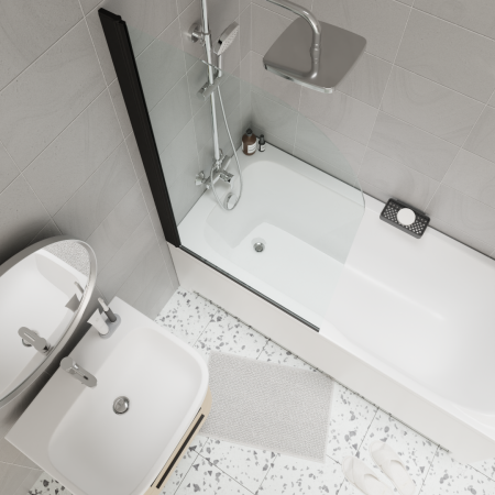 Шторка F04B для ванной, распашная PARLY (130x75)