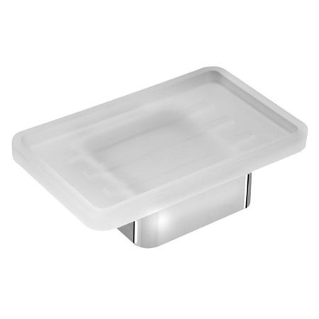 Мыльница EVEREST стеклянная, с хромированным держателем, 12,5x3,5x9 см, Sapho, артикул 1313-47