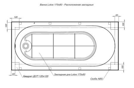 Акриловая ванна Aquanet Lotos 175x80 (с каркасом), артикул 00328870