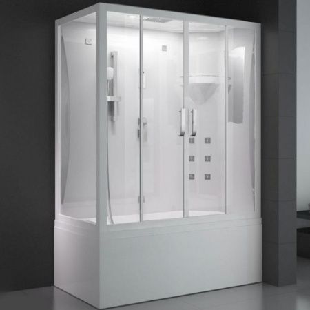 Душевой бокс SSWW WU103A R 150x85 c гидромассажем профиль Белый задняя стенка Белая