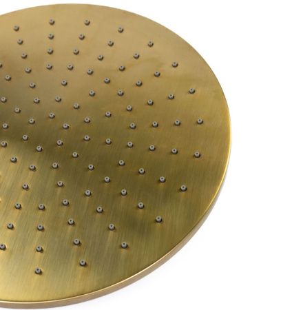 Emmevi, душевая круглая антикальковая головка из латуни 250 мм, подключение 1/2", цвет зачищенное золото, артикул C06657mm250/ORS