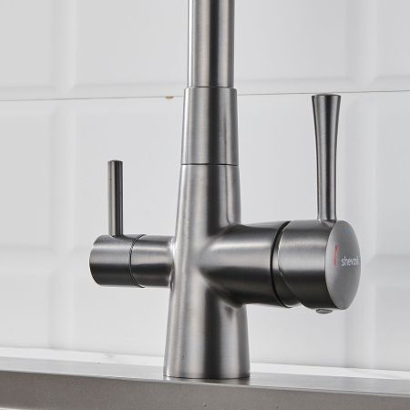 Смеситель для кухни с подключением фильтра Shevanik S428T, оружейная сталь, артикул S428T