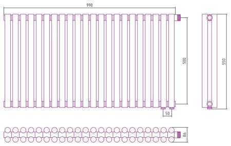 Отопительный радиатор ЭСТЕТ-11 н/ж EU50 500х990 / 22 сек (ЗОЛОТО), артикул 03-0312-5022