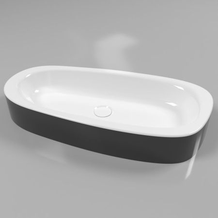 Умывальник WHITECROSS Moonstone E 70x35 (черный/белый глянец) иск. камень, артикул 0731.070035.10100