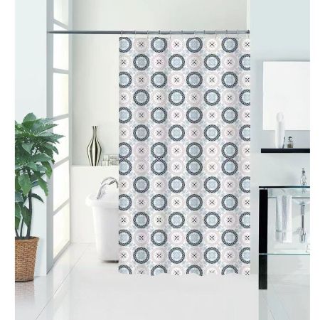 Штора для ванной комнаты Savol S-HFG1820B, круги, артикул S-HFG1820B