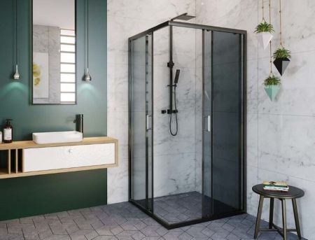 Душевой уголок Alex Baitler AB 144-B90 90x90 профиль Черный стекло тонированное