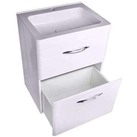 Тумба напольная "Каре 60" (2 ящ.) Люкс белая, PLUS, артикул СС-00002265