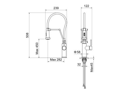 Смеситель для кухни 2 jet (профессиональный) AQUATEK AQ1388CR ЕВРОПА, артикул AQ1388CR