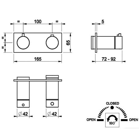 Gessi Ingranaggio Встраиваемый термостат для душа, с 2мя независимыми выходами, (внешние части), цвет: хром, артикул 63334#031