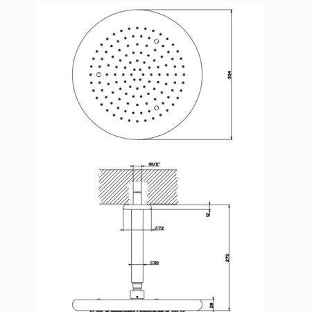 Gessi Goccia Верхний душ для потолочного крепления Ø306мм, цвет: черный, артикул 33766#299