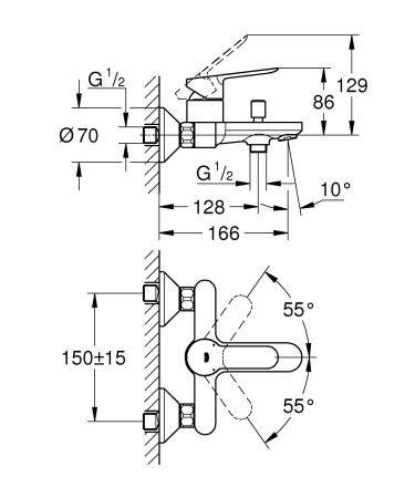 Душевая система Vitalio Start System 180 Flex со смесителем для ванны (NSB0156), артикул NSB0156