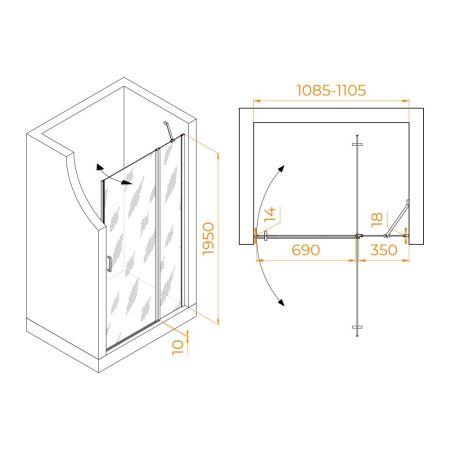 Душевая дверь RGW LE-004Gr (Матовое-Сатинат, 1100), артикул 351200411-210