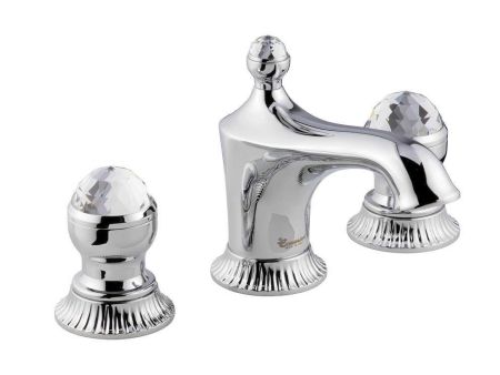 Смеситель The One для раковины на 3 отверстия. Металлические ручки + прозрачные кристаллы, цвет хром, артикул 98033VSWCR