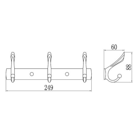 Планка с крючками Savol S-00113B, золото, артикул S-00113B