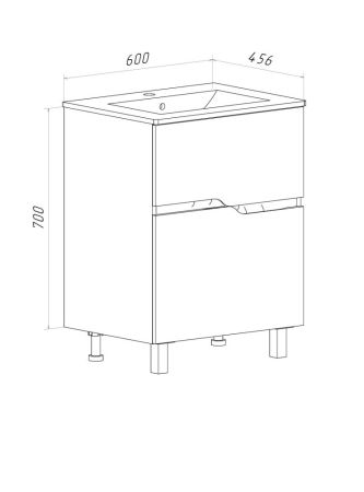 Тумба Runo Палермо 60 напольная под умывальник 00-00002554 (Teffy 60) (00-00004156), артикул 00-00004156