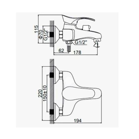 Смеситель для ванны D-Lin D130405-8, хром