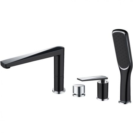 Смеситель врезной на борт ванны VENTURO черный + хром