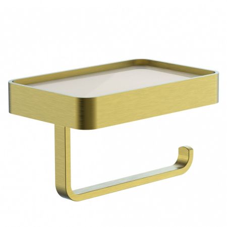 Держатель для туалетной бумаги с полкой WONZON & WOGHAND, Брашированное золото (WW-8336-BG), артикул WW-8336-BG