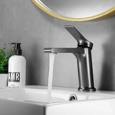 Смеситель для раковины Shevanik S8301T, оружейная сталь, артикул S8301T