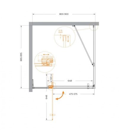 SLIDER-AH-1-80-70/80-BR-GM Душевой уголок, артикул SLIDER-AH-1-80-70/80-BR-GM