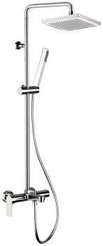 Daniel Tiara, душевая колонна не регулируемая по высоте, c изливом и квадратным верхним душем 20х20 см, цвет графит