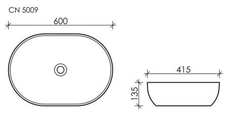 Умывальник чаша накладная овальная Element 600*415*135мм CN5009 Умывальник чаша накладная овальная Element 600*415*135мм CN5009