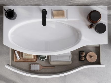 Раковина RIVA мебельная левая с крепежом 100, белая глянцевая, артикул RV.wb.100Lh