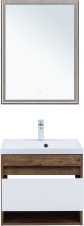 Тумба под раковину Aquanet Тренд 60 дуб рустикальный/белый сатин