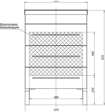 Тумба с раковиной Aquanet Верона 60 белый (напольная 3 ящика), артикул 00287668