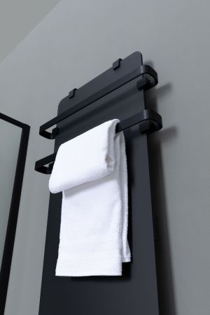 Полотенцесушитель электрический Allen Brau Infinity 120x44 с рейлингом 2.0 и креплением, черный матовый, артикул 00325638