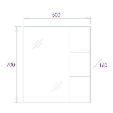 Шкаф-зеркало Onika Легран 50 дуб галифакс, универсальный, артикул 205022