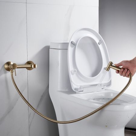 Гигиенический душ со смесителем Shevanik S107G, золотой сатин