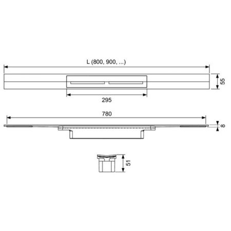 Профиль для душа TECEdrainprofile, 1000 мм, PVD Brushed stainless steel, black / сатин, черный, артикул 671021
