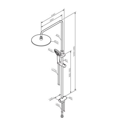 F0790000 Gem душ.система, набор: верхн.душ d 220 мм, ручн.душ 1 ф-ция d 110 мм, переключатель, хром,