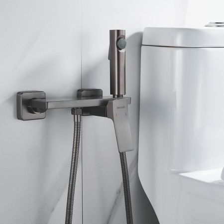 Гигиенический душ со смесителем Shevanik S6105T-1, оружейная сталь