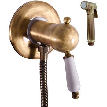 смеситель для биде монтирующийся в стену с душем, БРОНЗА