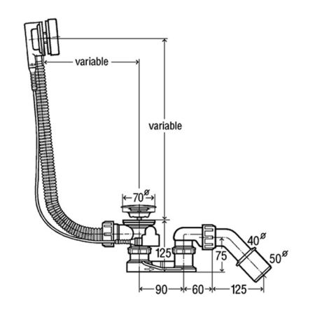 Слив-перелив, Viega, Simplex, вид-для ванны, тип-автоматический, диаметр слива, мм-52, накладки-есть, материал-пластик, цвет накладок-хром, артикул 285357