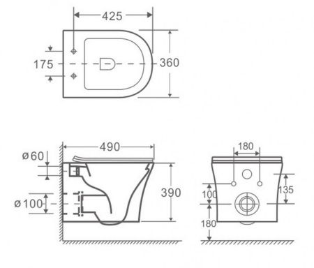 Унитаз подвесной CeramaLux 2619E, артикул 