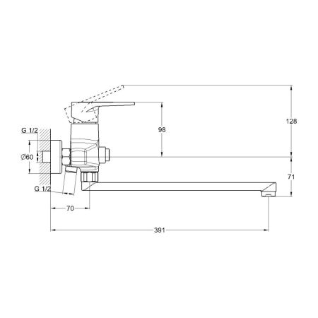 Смеситель для ванны G.Lauf ZIG7-B166, хром