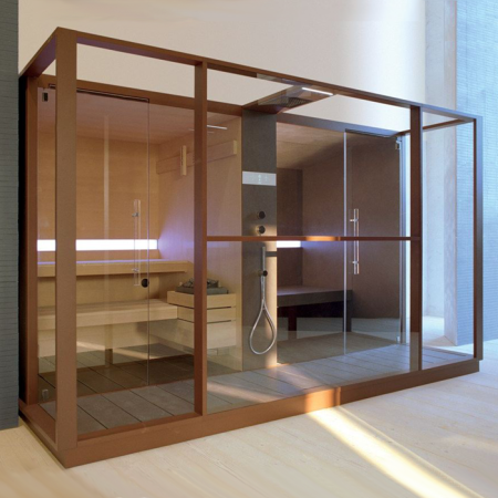 Effegibi Logica Сауна с хаммам и душем, угловая SX, 373x250xh226см, отделка: Soft Sand, артикул LO 10 01 0006