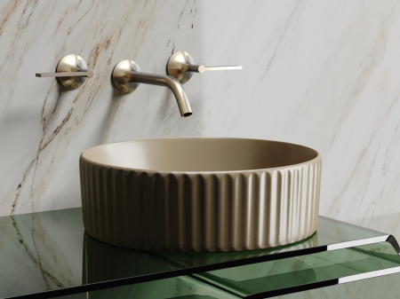 Умывальник чаша накладная круглая (цвет Капучино Матовый) Элемент (Element) 360x360x115мм, артикул CN6057MC