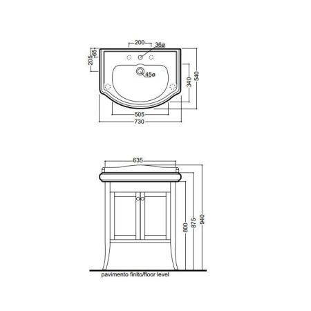 KERASAN Retro 73, раковина 73*54см с 1 отв. под смеситель, цвет: белый, артикул 104701*1