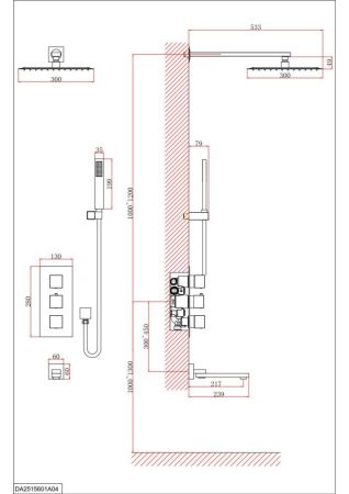 Душевая система для ванны и душа DK встраиваемая термостатический с изливом матовый белый Bayern.Liszt DA2515608A04, артикул DA2515608A04
