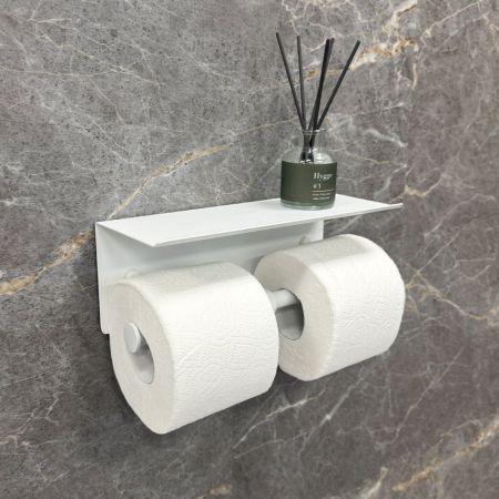 Бумагодержатель двойной с полкой для телефона Fixsen Hotel белый (FX-31011W-2), артикул FX-31011W-2