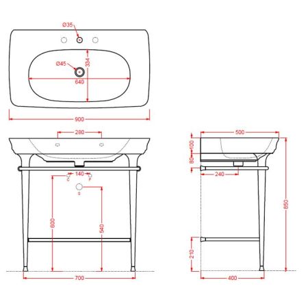 Artceram CIVITAS Металическая структура Quadra 70х40хh80,5см для раковины 90, полка стекло, цвет: розовое золото, артикул CIA009 77 rosa oro