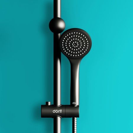 D0708000BL Comfort душевая система с тропическим душем, ручной душ 1F,  цвет черный