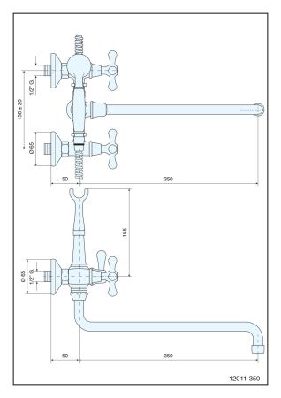 Смеситель Deco Classic с длинным изливом (35см) и ручным душем для ванной, цвет хром